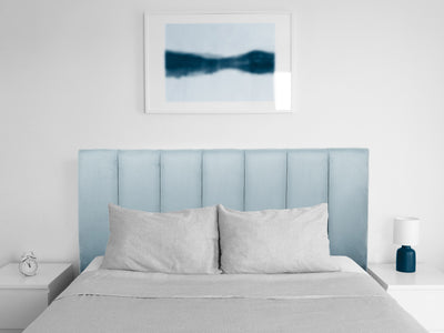 light blue Panel Headboard, Full/Double Helena Collection lifestyle scene by CorLiving#color_light-blue
