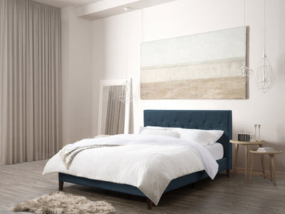 ocean blue Button Tufted Queen Bed Nova Ridge Collection lifestyle scene by CorLiving#color_nova-ridge-ocean-blue