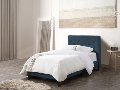 ocean blue Button Tufted Twin / Single Bed Nova Ridge Collection lifestyle scene by CorLiving#color_nova-ridge-ocean-blue