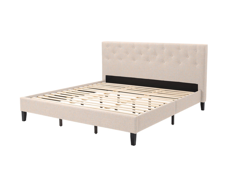 cream Button Tufted King Bed Nova Ridge Collection product image by CorLiving