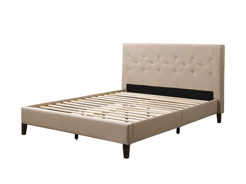cream Button Tufted Queen Bed Nova Ridge Collection product image by CorLiving