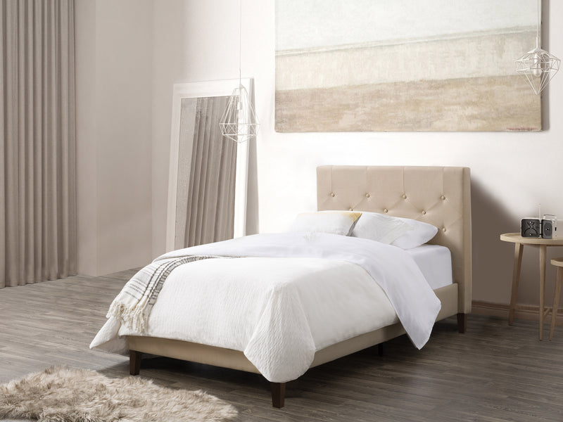 cream Button Tufted Twin / Single Bed Nova Ridge Collection lifestyle scene by CorLiving