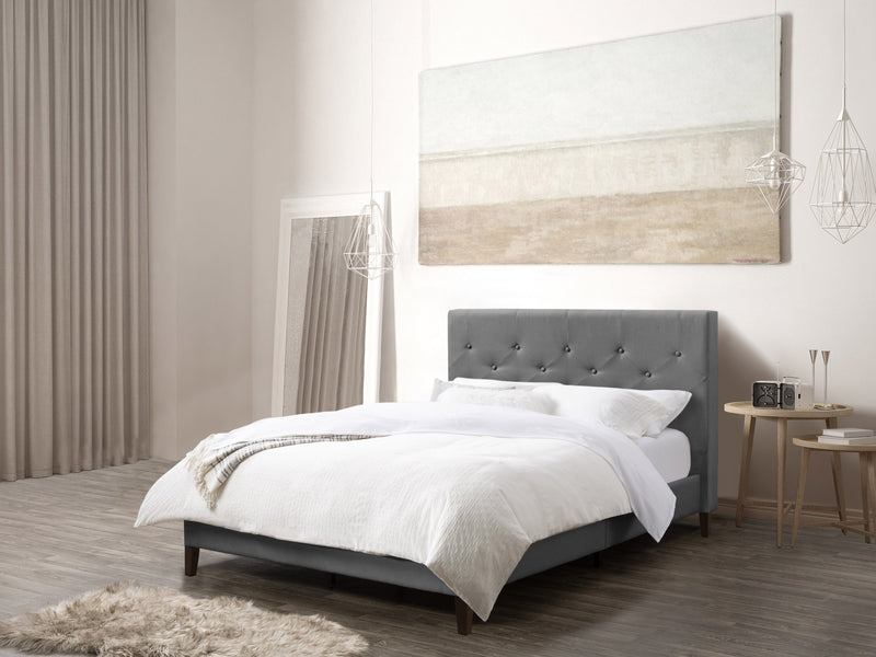 light grey Button Tufted Double / Full Bed Nova Ridge Collection lifestyle scene by CorLiving