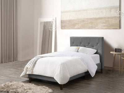 light grey Button Tufted Twin / Single Bed Nova Ridge Collection lifestyle scene by CorLiving#color_nova-ridge-light-grey