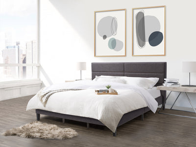 dark grey Upholstered King Bed Bellevue Collection lifestyle scene by CorLiving#color_bellevue-dark-grey