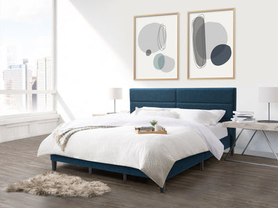ocean blue Upholstered King Bed Bellevue Collection lifestyle scene by CorLiving#color_bellevue-ocean-blue