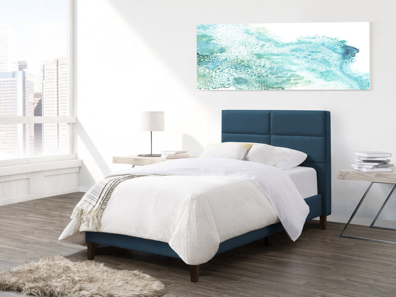 ocean blue Upholstered Twin / Single Bed Bellevue Collection lifestyle scene by CorLiving