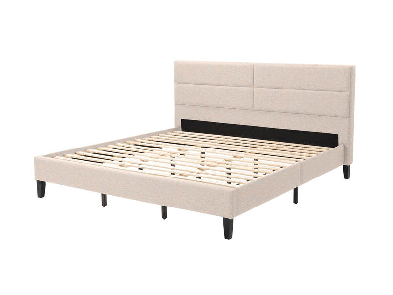cream Upholstered King Bed Bellevue Collection product image by CorLiving