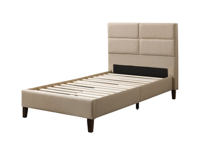 cream Upholstered Twin / Single Bed Bellevue Collection product image by CorLiving#color_bellevue-cream