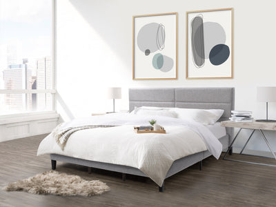 grey Upholstered King Bed Bellevue Collection lifestyle scene by CorLiving#color_bellevue-light-grey