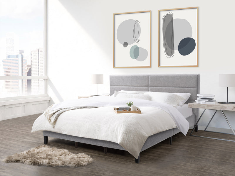 grey Upholstered King Bed Bellevue Collection lifestyle scene by CorLiving