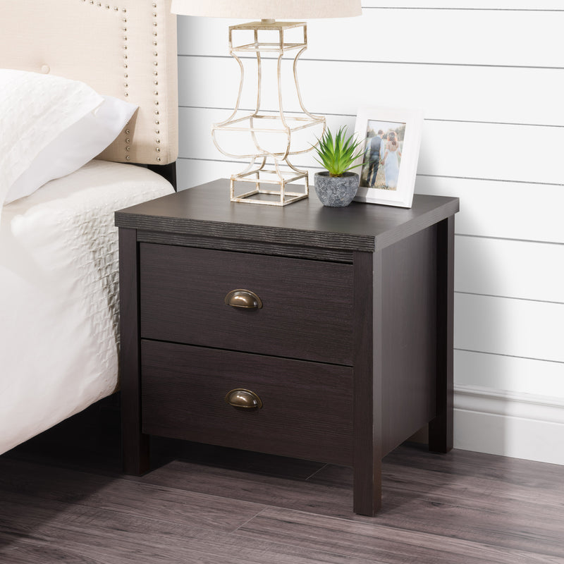 black 2 Drawer Night Stand Boston Collection lifestyle scene by CorLiving