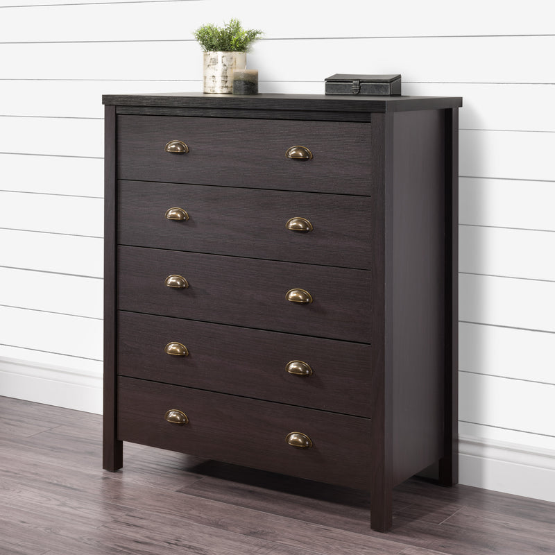 black 5 Drawer Dresser Boston Collection lifestyle scene by CorLiving