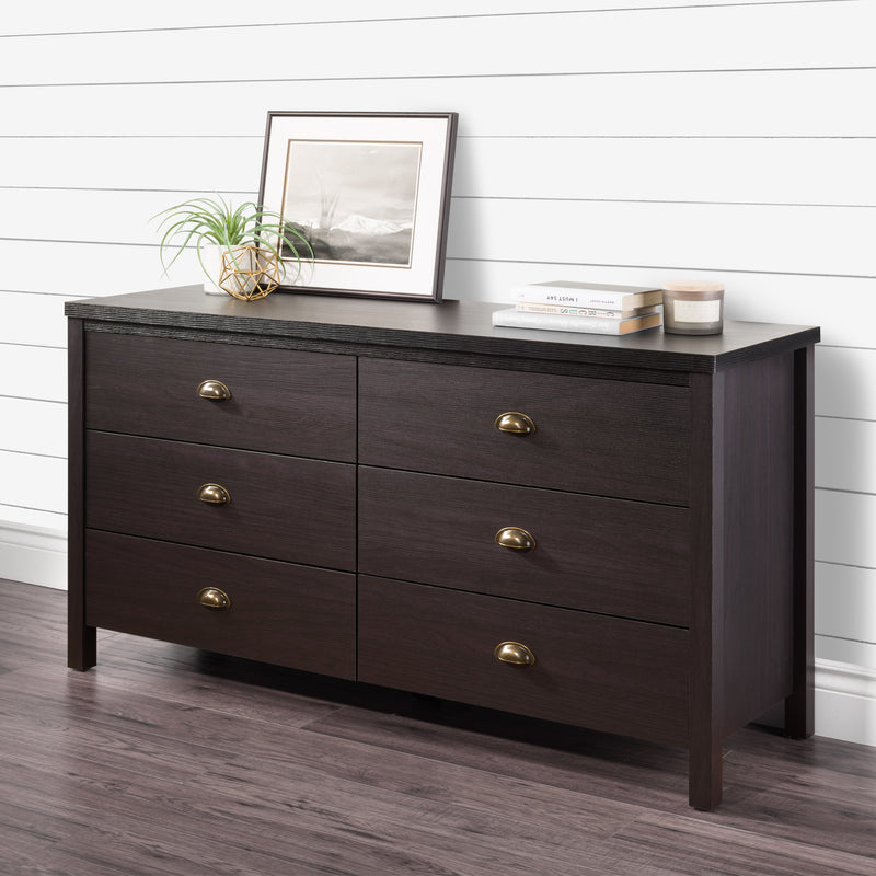 black 6 Drawer Dresser Boston Collection lifestyle scene by CorLiving