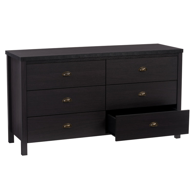 black 6 Drawer Dresser Boston Collection product image by CorLiving