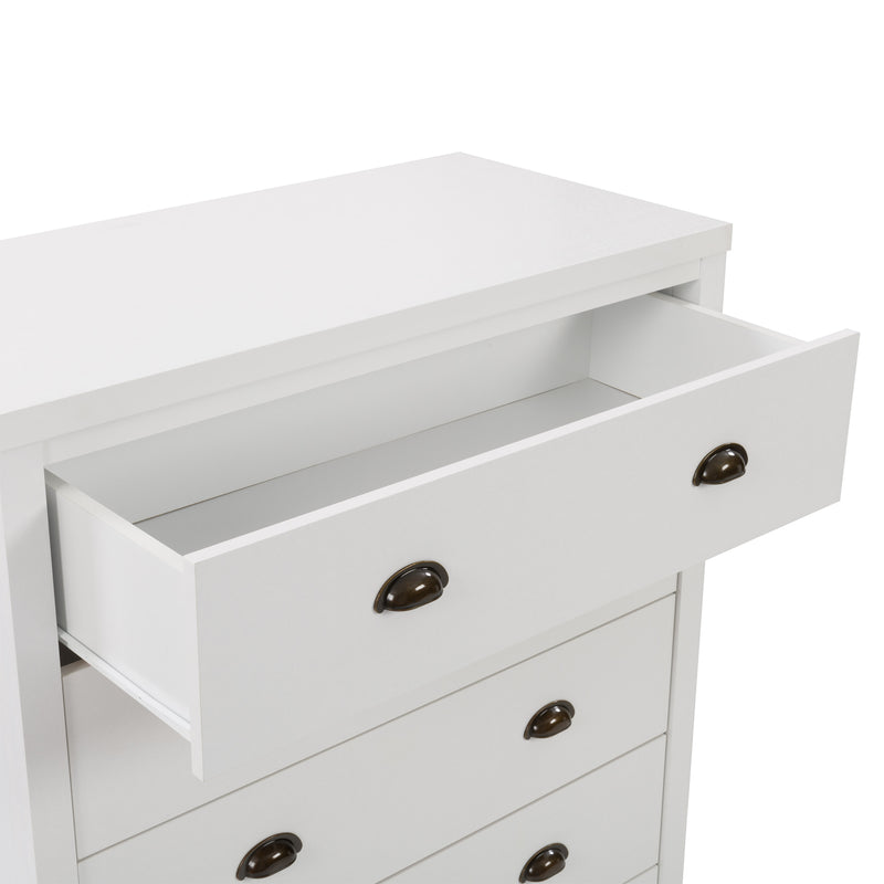 white 5 Drawer Dresser Boston Collection detail image by CorLiving