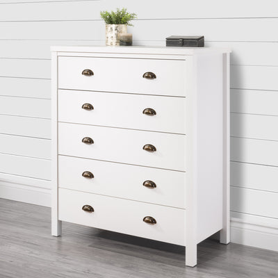 white 5 Drawer Dresser Boston Collection lifestyle scene by CorLiving#color_white