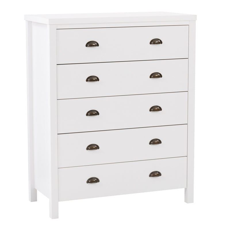 white 5 Drawer Dresser Boston Collection product image by CorLiving