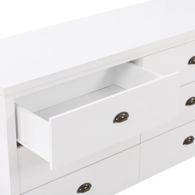 white 6 Drawer Dresser Boston Collection detail image by CorLiving#color_white