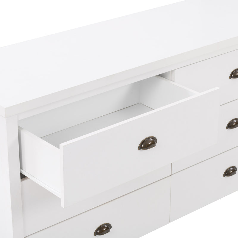 white 6 Drawer Dresser Boston Collection detail image by CorLiving