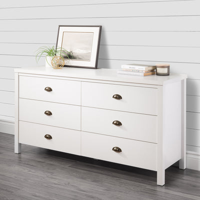 white 6 Drawer Dresser Boston Collection lifestyle scene by CorLiving#color_white