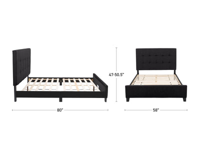 black Double / Full Panel Bed Ellery Collection measurements diagram by CorLiving#color_ellery-black