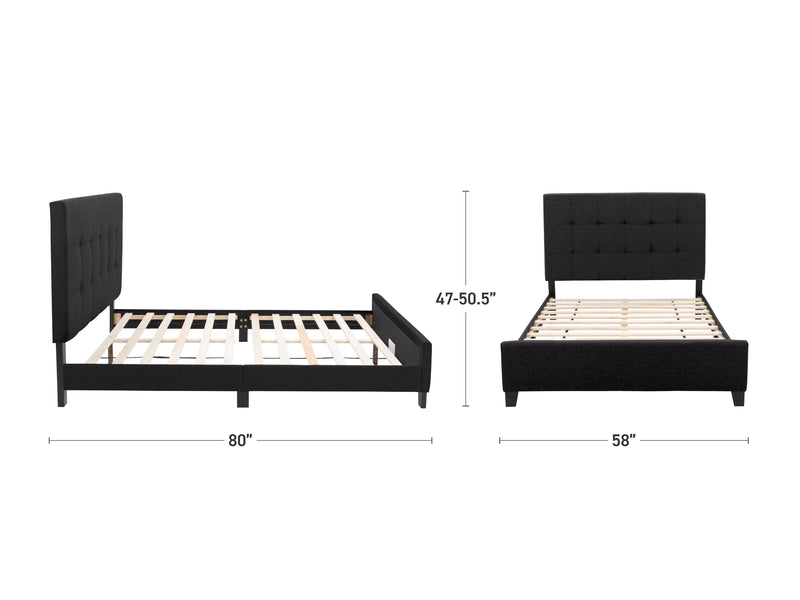black Double / Full Panel Bed Ellery Collection measurements diagram by CorLiving