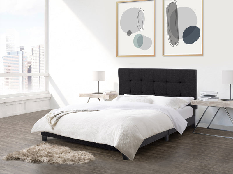 black Double / Full Panel Bed Ellery Collection lifestyle scene by CorLiving