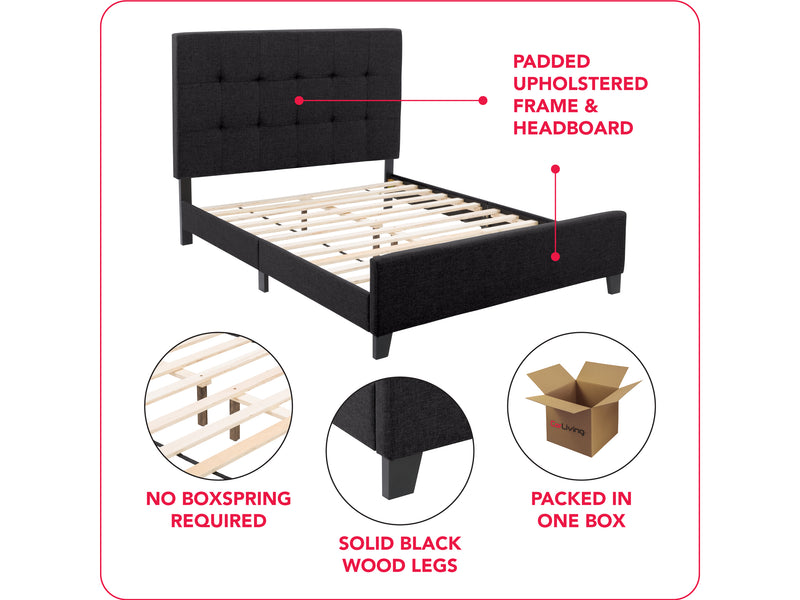 black Double / Full Panel Bed Ellery Collection infographic by CorLiving