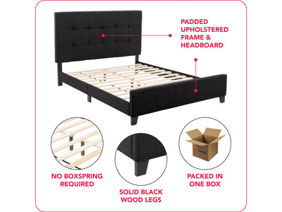 black Queen Panel Bed Ellery Collection infographic by CorLiving#color_ellery-black