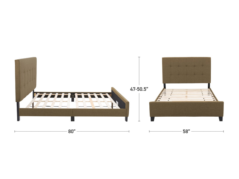 Clay Double / Full Panel Bed Ellery Collection measurements diagram by CorLiving