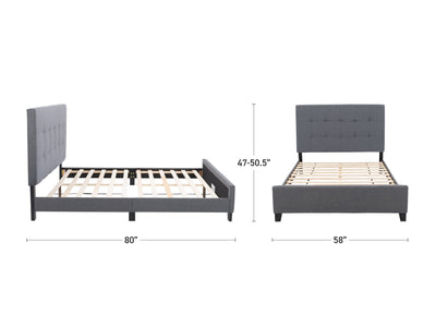 grey Double / Full Panel Bed Ellery Collection measurements diagram by CorLiving#color_ellery-grey