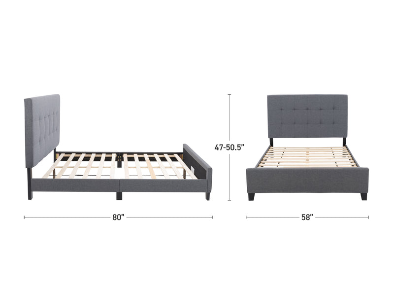 grey Double / Full Panel Bed Ellery Collection measurements diagram by CorLiving