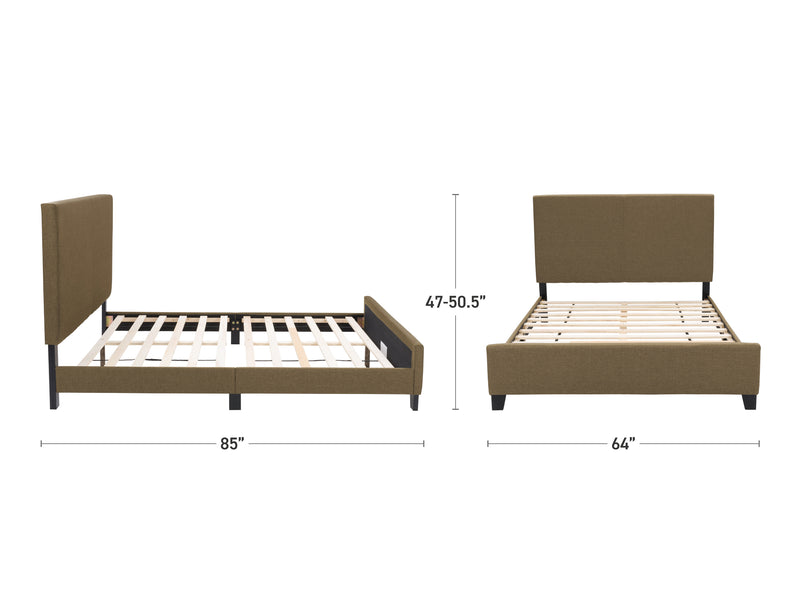 Clay Contemporary Queen Bed Juniper Collection measurements diagram by CorLiving