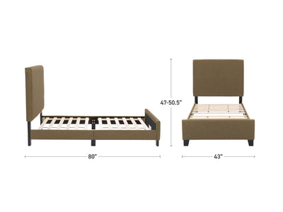 Clay Contemporary Twin / Single Bed Juniper Collection measurements diagram by CorLiving#color_juniper-clay