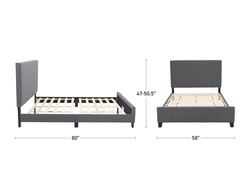 grey Contemporary Double / Full Bed Juniper Collection measurements diagram by CorLiving