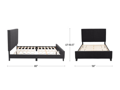 charcoal Contemporary Double / Full Bed Juniper Collection measurements diagram by CorLiving#color_juniper-charcoal