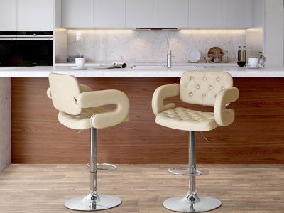 oatmeal Bar Stools with Arms Set of 2 Jude Collection lifestyle scene by CorLiving#color_oatmeal
