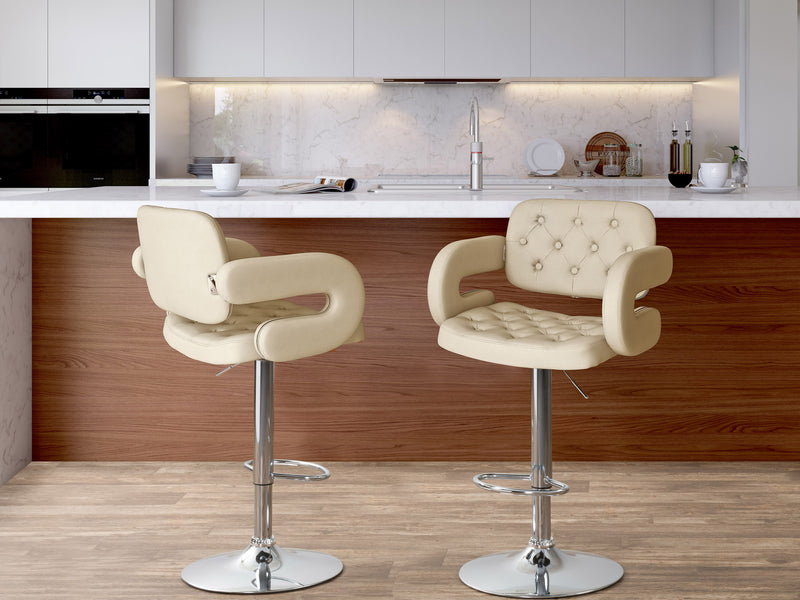 oatmeal Bar Stools with Arms Set of 2 Jude Collection lifestyle scene by CorLiving