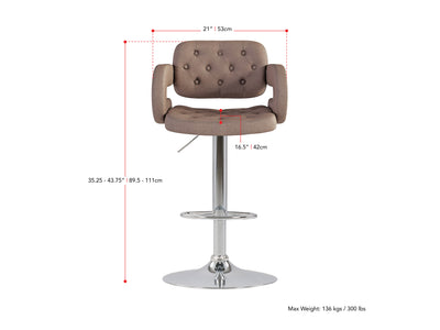 light brown Bar Stools with Arms Set of 2 Jude Collection measurements diagram by CorLiving#color_light-brown