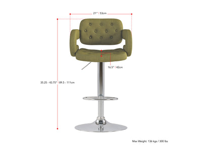 olive green Bar Stools with Arms Set of 2 Jude Collection measurements diagram by CorLiving#color_olive-green