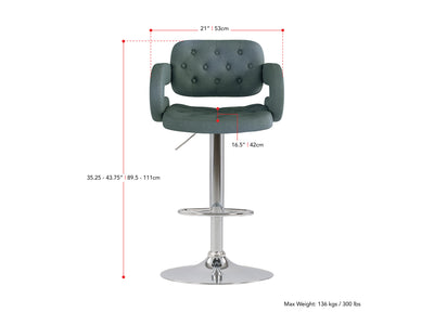 blue grey Bar Stools with Arms Set of 2 Jude Collection measurements diagram by CorLiving#color_blue-grey