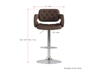 dark brown Bar Stools with Arms Set of 2 Jude Collection measurements diagram by CorLiving#color_dark-brown