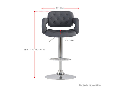 dark grey Bar Stools with Arms Set of 2 Jude Collection measurements diagram by CorLiving#color_dark-grey