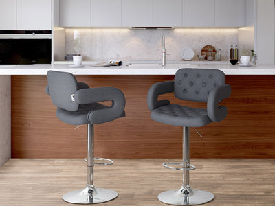 dark grey Bar Stools with Arms Set of 2 Jude Collection lifestyle scene by CorLiving#color_dark-grey