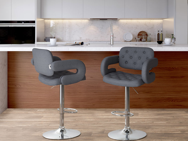 dark grey Bar Stools with Arms Set of 2 Jude Collection lifestyle scene by CorLiving