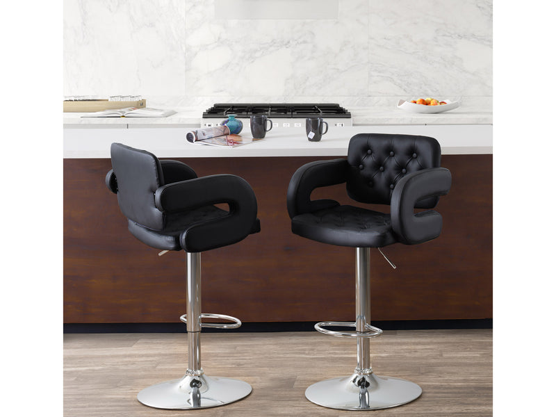 black Bar Stools with Arms Set of 2 Jude Collection lifestyle scene by CorLiving