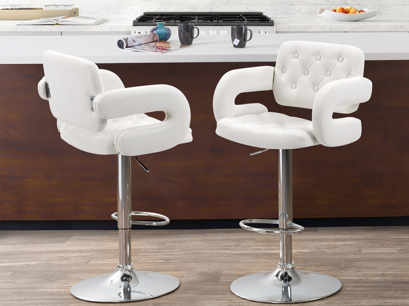 white Bar Stools with Arms Set of 2 Jude Collection lifestyle scene by CorLiving
