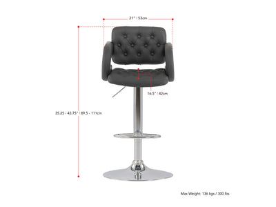 dark grey Bar Stools with Arms Set of 2 Jude Collection measurements diagram by CorLiving#color_dark-grey