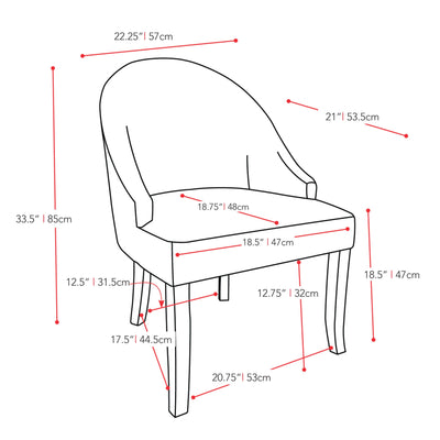 black Velvet Curved Chair CorLiving Collection measurements diagram by CorLiving#color_black
